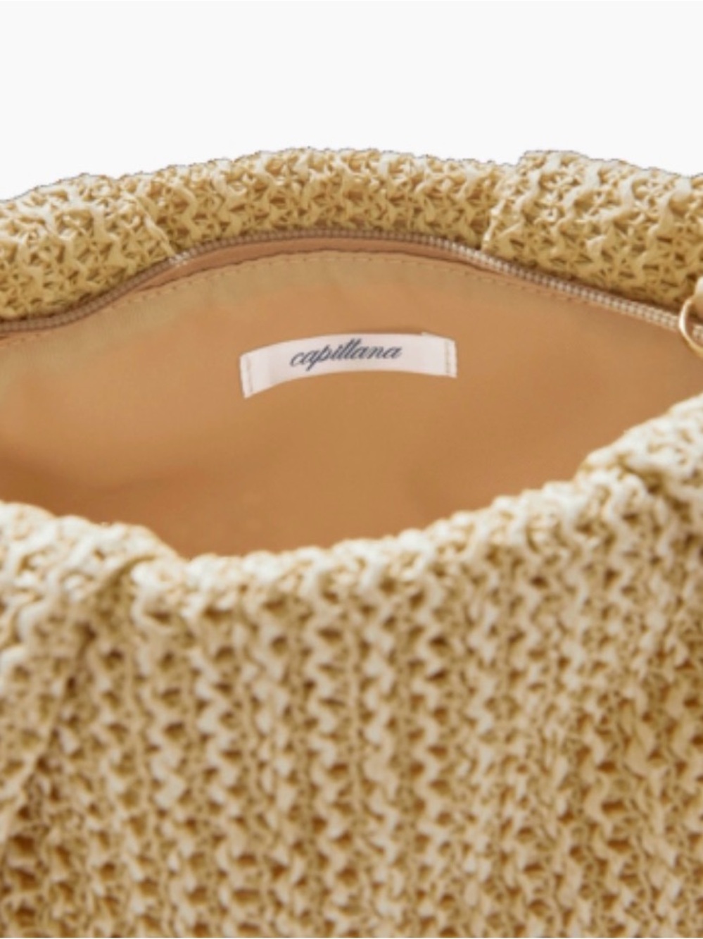 NWT Capittana Straw Clutch Crossbody Bag Gold Chain Beach Resort Natural - Picture 5 of 6